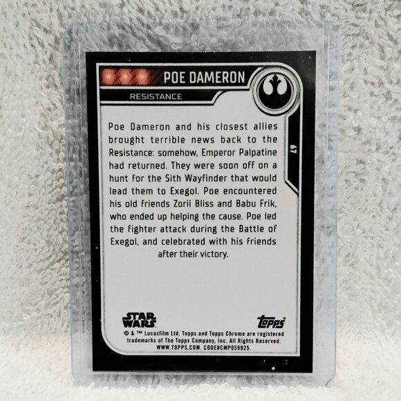 5/$20 Mint 2023.Topps Chrome Poe Dameron Star Wars Card 67!! - Picture 2 of 2